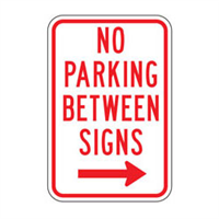 No Parking Between Signs Right Arrow Sign