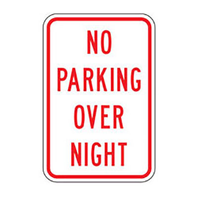 No Parking Overnight Sign