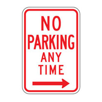 No Parking Anytime Right Arrow Sign